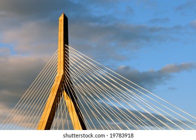 Detail of Leonard P. Zakim Bunker Hill Bridge in Boston, Massachusetts