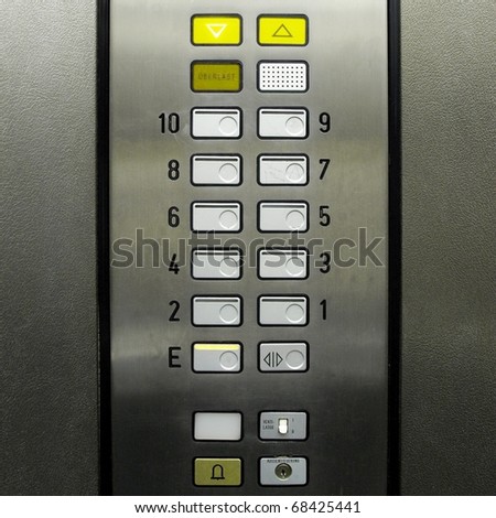 Detail of lift or elevator key pad