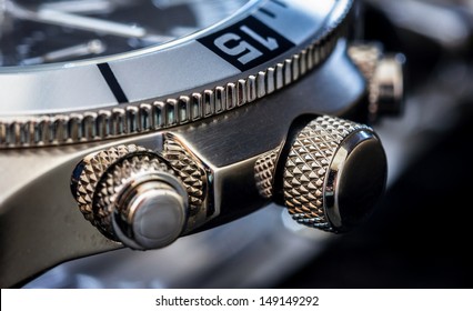 Detail Of A Luxury Watch. Selective Focus, Shallow Depth Of Field.