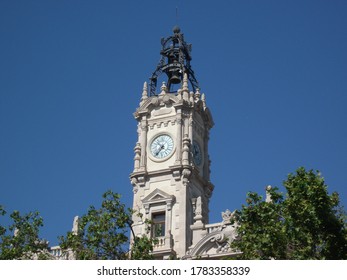 Detail Of The Mail And Telegraph Office Building In Valencia, Spain