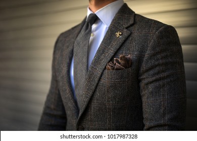 Detail Of Man In Custom Tailored Suit Posing