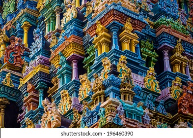 Detail Of Meenakshi Hindu Temple In Madurai, Tamil Nadu, South India