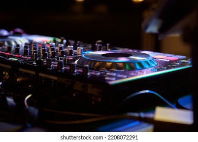 Detail Of Mixing Table From Where The Dj Plays The Music To Liven Up A Party