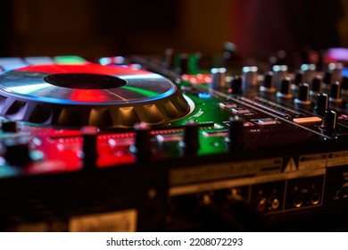 Detail Of Mixing Table From Where The Dj Plays The Music To Liven Up A Party