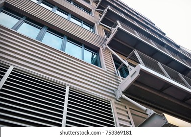 Detail Of Modern Building With Metal Siding.