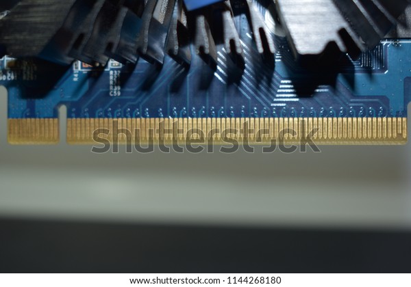Detail of modern\
computer video card\
isolated