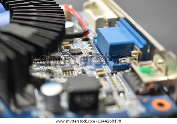 Detail of modern\
computer video card\
isolated