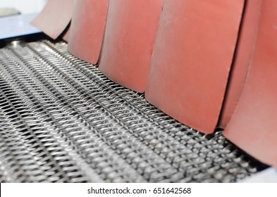 Detail of Modern Conveyor belt in industrial interior