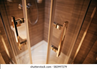 Detail Of A Modern Glass Shower Cabin