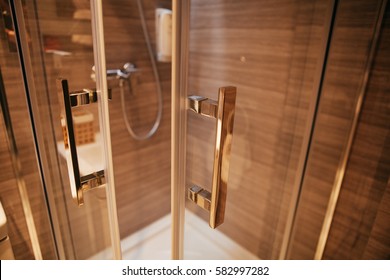 Detail Of A Modern Glass Shower Cabin