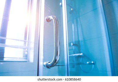 Detail Of A Modern Glass Shower Cabin.