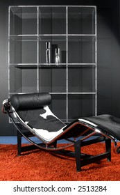detail of modern living-room whit leather anatomical chair