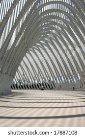 Detail From Modern Metallic Structure Of Agora Olympic Stadium Athens Greece