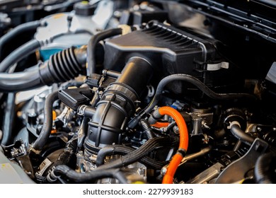 The detail of modern sport car engine.  Modern vehicle concept. - Powered by Shutterstock