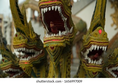 Detail Of A Multiple Head Dragon Statue