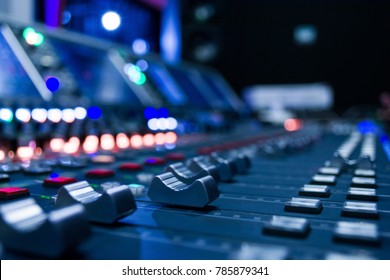 Detail Of A Music Mixer In Studio Dj Working For New Tracks Music Production With Editing Tools