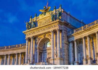 Detail Of The Neue Burg At Hofburg In Vienna At Night