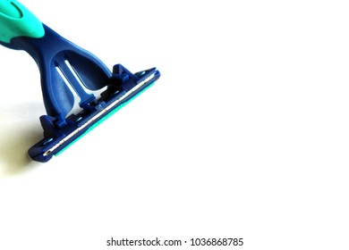 Detail Of A New Razor Blade Cartridge Isolated On White Background