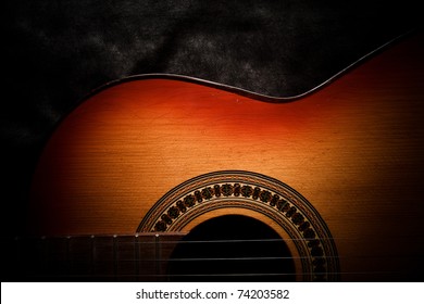 Detail Of An Old Acoustic Guitar