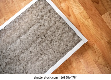 Detail Of Old Dirty Furnace Filter From Above