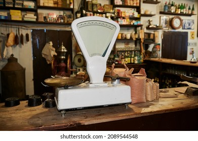 Detail Of An Old Grocery Store With An Vintage Style Weight Scale