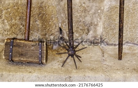 Detail of old instruments of torture of the inquisition, pain and religion