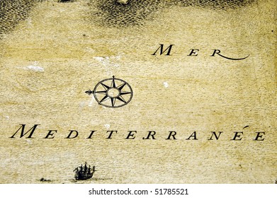 Detail Of An Old Map Of Mediterranean Sea