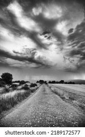 Detail Of Old Mountain Road In A Stormy Summer Day