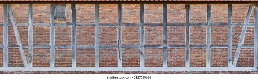 Detail Of An Old North German Half-timbered House In Lower Saxony.