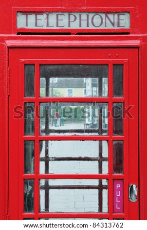Detail of an Old Red British Phone Box