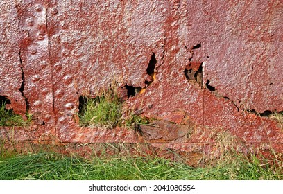 Detail Of An Old Rusty Shipwreck In The Westfjords, Northwest Iceland