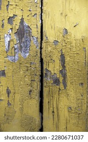 Detail of old wooden wall painted and damaged by the passage of time, ruin and abandonment - Shutterstock ID 2280671037
