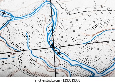 Detail Of An Old And Worn Military Map