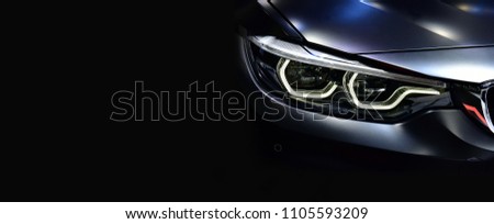 Detail on one of the LED headlights modern car.