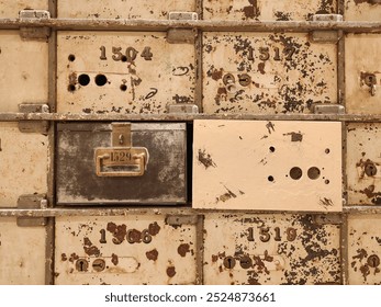 Detail of one of the open safe deposit boxes in the old vault of the Central Bank of Barcelona - Powered by Shutterstock