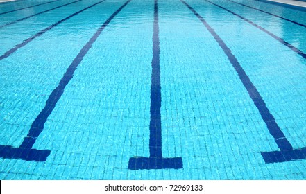Detail from open air olympic swimming pool, water and lines
