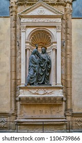 Detail Of Orsanmichele Church. Christ And St. Thomas By Andrea Del Verrocchio 1467-83 Florence. Italy.