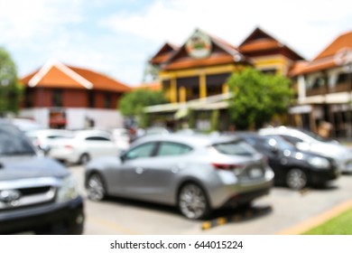 Detail Of Outdoor Car Parking At A Restaurant