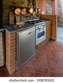 detail of an outdoor kitchen in a country house