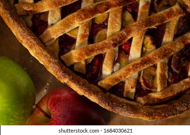 Detail In Overhead View Of Strawberry Shortcake And Tangerine Allibar On A Base Of Shortcrust Pastry