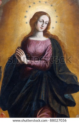 Detail of the painting of Our Lady Immaculate - Sicily - seventeenth century