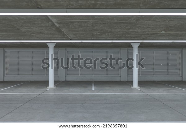 detail
of parking spaces in a public subway parking
lot