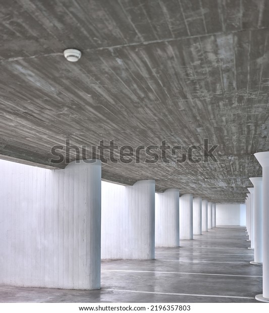 detail\
of parking spaces in a public subway parking\
lot