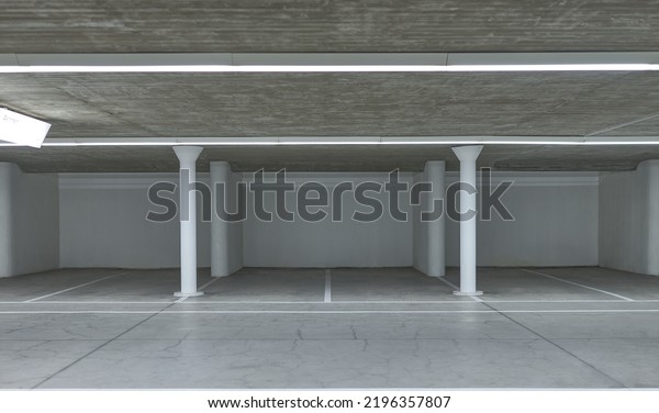 detail\
of parking spaces in a public subway parking\
lot