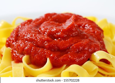 Detail Of Pasta With Tomato Sauce On Top
