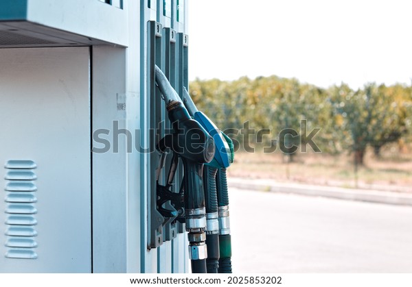 Detail of a petrol pump in a petrol station\
(Marche, Italy, Europe)