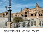 Detail of the Plaza de España, an architectural ensemble located in María Luisa Park in the city of Seville (Andalusia, Spain). It was declared a cultural heritage site in July 2023.
