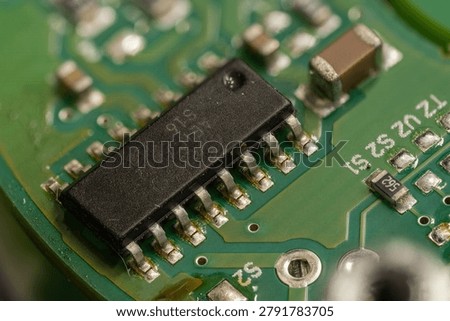 Detail of a processor on an encoder printed circuit board.