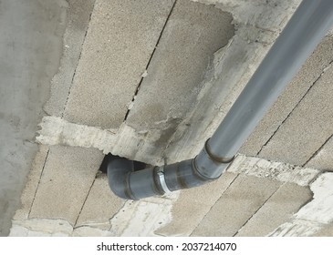 Detail Of A Pvc Drainage Pipe And Concrete Roof Forging