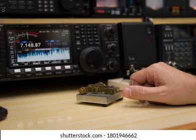 Detail Of A Radio And Telegraphy Operator With Morse